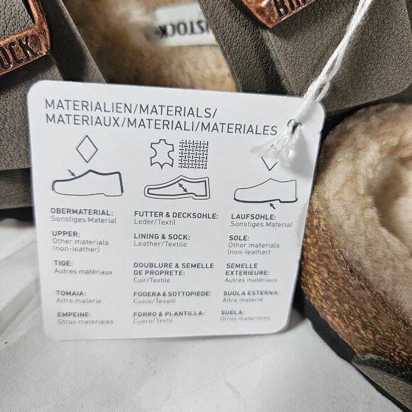 Birkenstock Gray Arizona lined slip on sandals size 41 women 10 men 8 Narrow Fit - Picture 9 of 11